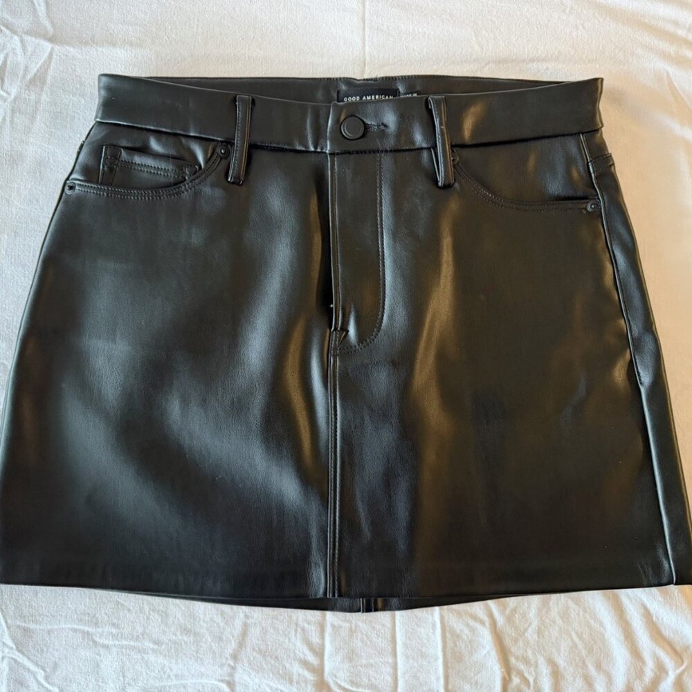 Good American Black Faux Leather Mini Skirt | Size:2